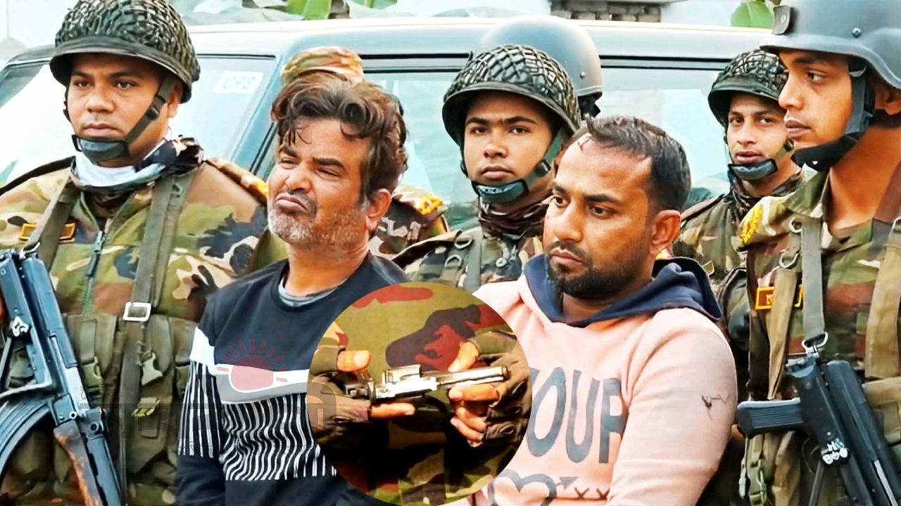 বগুড়ায় সেনাবাহিনীর অভিযানে আগ্নেয়াস্ত্র ও দেশীয় অস্ত্রসহ দুই সন্ত্রাসী গ্রেফতার