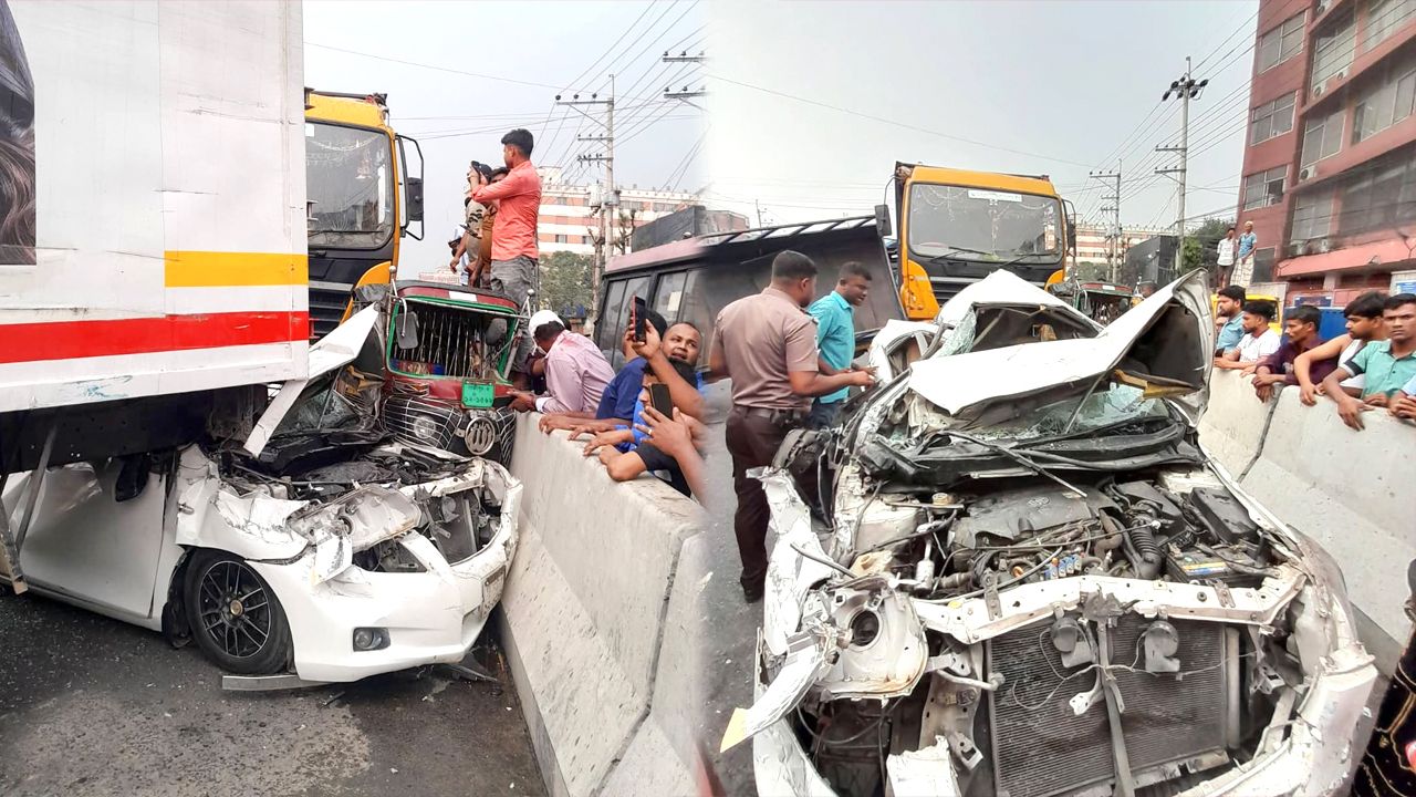 গাজীপুরে মহাসড়কে ১০ যানবাহনের সংঘর্ষ, আহত অন্তত ১০