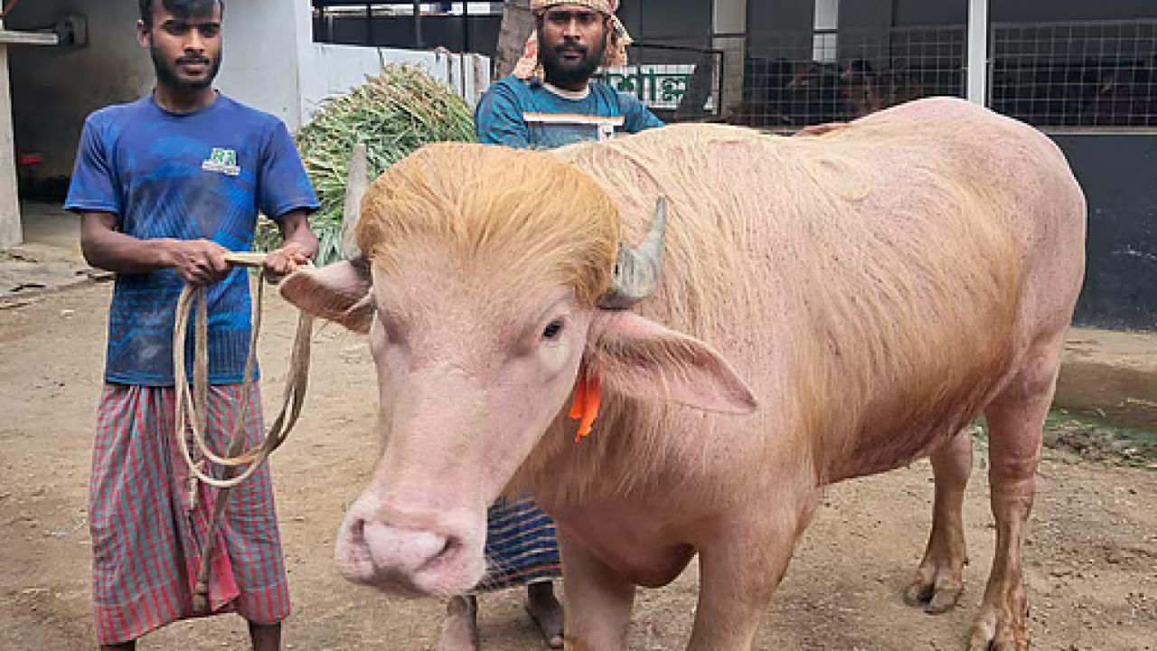 গোলাপি রঙের ‘ডোনাল্ড ট্রাম্প’-কে দেখতে দর্শনার্থীদের ভিড়